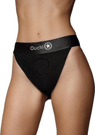 Ouch! Vibrating Strap-on Panty Harness with Open Back-M/L