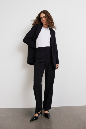 Gina Tricot - Straight regular trousers - byxor - Black - 44 - Female