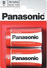 2 stk Panasonic D Zink Carbon Batterier