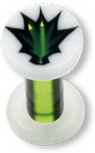 Green Weed - Hvit Piercing Plugg - Strl 1,2 mm