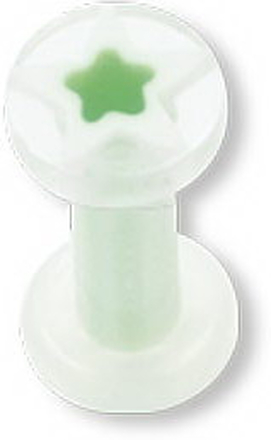 Green Star Akryl - Hvit Piercing Plugg - Strl 2 mm