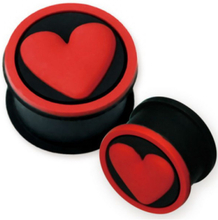 Red Heart - Svart Piercing Plugg