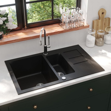 Dobbelt køkkenvask granit sort