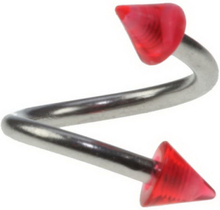 Curve Ögonbrynspiercing med Röda Spikes - 1.2 x 8 mm