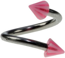 Curve Ögonbrynspiercing med Rosa och Vita Spikes - 1.2 x 8 mm