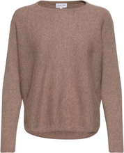 Curved Sweater Tops Knitwear Jumpers Brown Davida Cashmere