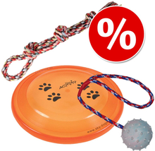 Sparset! Trixie: Spieltau + Frisbee + Gummiball - Trixie Spielzeugset: Spieltau, Activity Disc, Gummiball mit Schnur