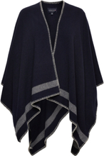 Palma Blanket Stitched Recycled Wool Blend Poncho Tops Knitwear Ponchos Black Lexington Clothing
