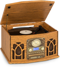 NR-620 DAB stereoanläggning trä skivspelare DAB+ CD-player brun