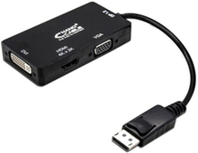 DisplayPort til VGA/DVI/HDMI-adapter 3 en 1 NANOCABLE 10.16.3301-BK Sort