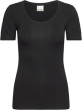 Ihzola Plain Ss Tops T-shirts & Tops Short-sleeved Black ICHI