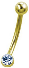 Guldfärgad Ögonbrynspiercing med Klar Sten - 1.2 x 8 mm
