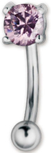 Banan ögonbrynspiercing med Rosa Diamantformad Sten - 1.2 x 8 mm