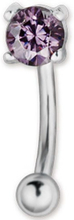 Banan Ögonbrynspiercing med Lila Diamantformad Sten - 1.2 x 8 mm
