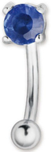 Banan Ögonbrynspiercing med Blå Diamantformad Sten - 1.2 x 8 mm