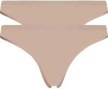 Calvin Klein Trusser 2P One Cotton Stretch Plus Thong Beige bomuld X-Large Dame