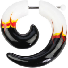 Flaming Fake Piercing - Hvit/Svart - Strl 1,2 mm stang/tykkelse smykke 6,5 mm