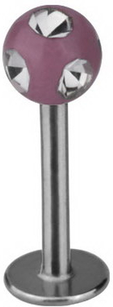 Labrett med Glittrande Rosa Kula - Strl 1.2 x 8 mm med 3 mm kula