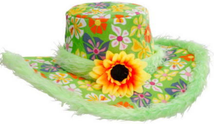 Blommönstrad Grön Hatt med Blomma