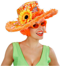 Blomstermønstret Orange Hatt med Blomst