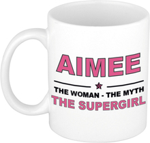 Aimee The woman, The myth the supergirl bedankt cadeau mok/beker 300 ml keramiek