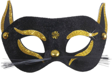 Svart Katt - Ögonmask med Guldfärgat Glitter