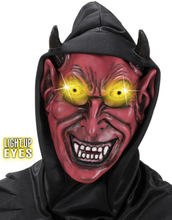 Röd Djävul - Mask Med Lysande Ögon och Hätta
