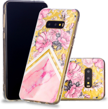 Samsung Galaxy S10e Hülle - 3D Diamond Effekt - Soft TPU Cover - Marble Blumen
