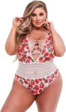 White Floral & Lace Teddy Curvy Queen Size Teddy