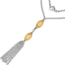 Silverfärgat Smycke med Två Gula Ovala Pärlor