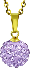 Guldfärgat Smycke med Lavendel Kula och Glittrande Stenar