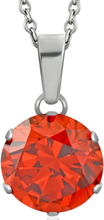 Silverfärgat Smycke med Orange Rund Sten