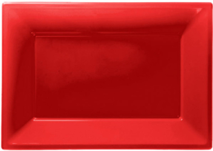 3 stk Röda Serveringsfat i Plast 33x23 cm