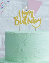 Happy Birthday Tårtljus med Guldfärgad Text - Plocka och Mixa