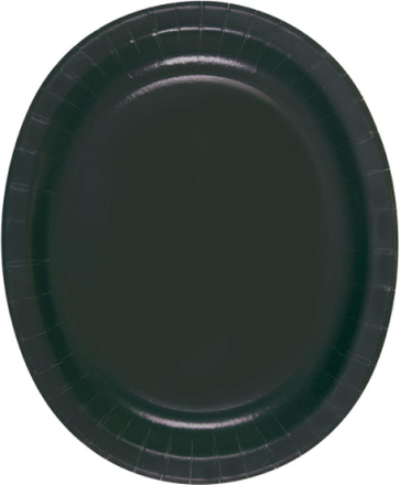 8 st Svarta Ovala Papptallrikar/Serveringsfat 31x25 cm