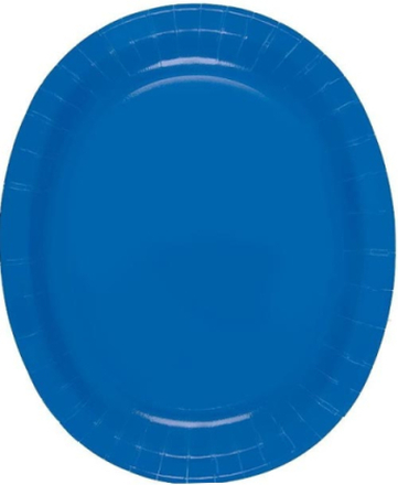 8 st Royalblå Ovala Papptallrikar/Serveringsfat 31x25 cm