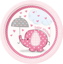 8 st Papptallrikar 22 cm - Babyshower Pink Elephant