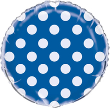 Royalblå Folieballong med Vita Polka Dots 45 cm
