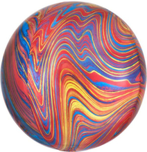 Rød, Blå og Gullfarget Marble Metallisk Orbz / Ballongboble 38 cm