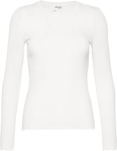 Slfanna Ls Crew Neck Tee S T-shirts & Tops Long-sleeved Hvit Selected Femme*Betinget Tilbud
