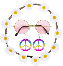 Hippiesett med Blomsterkrans, Briller og Øredobber