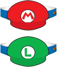 8 stk Mario och Luigi Partyhattar - Super Mario Party