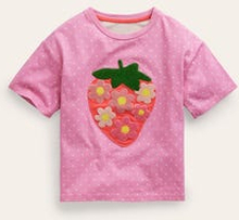 Lockeres T-Shirt aus Bouclé Mädchen Boden, Kosmos-Rosa Erdbeere