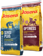 Mischpaket: 2 x 15 kg Josera Optiness Hundefutter ohne Mais + Sensiplus - 15 kg Optiness + 15 kg Sensiplus