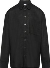 Evie Linen Shirt Tops Shirts Long-sleeved Shirts Black Grunt
