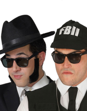 Svarte Blues Brothers/FBI Briller med Svart Glass