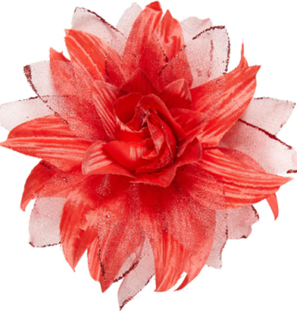 Hårklype med Elegant Rød Blomst og Glitter