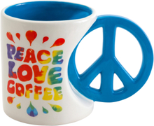 Peace Love Coffee - Stor Kopp med Fredstecken Handtag