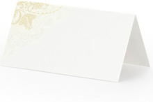 25 stk Vita Bordskort med Guldfärgat Blomstermotiv