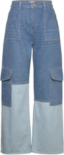 "Overdyed Cutline Denim Designers Jeans Wide Blue Ganni"